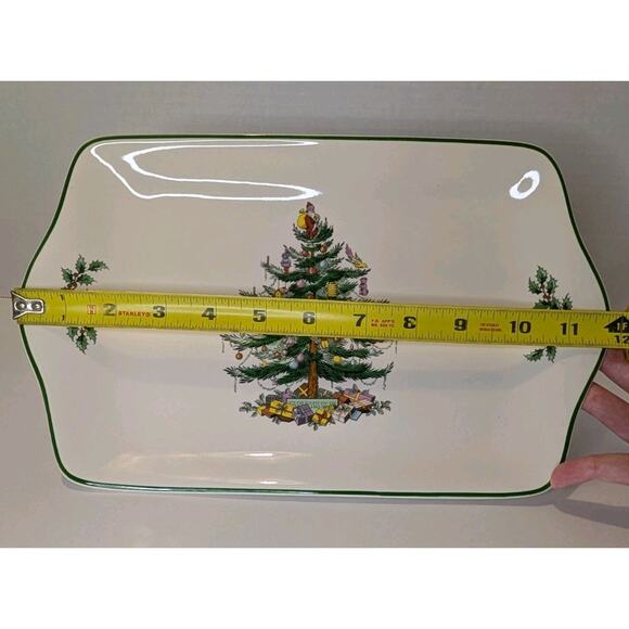 Vintage Spode 12 Inch Christmas Tree Desert Serving Holiday Tray New In Box - Picture 3 of 5